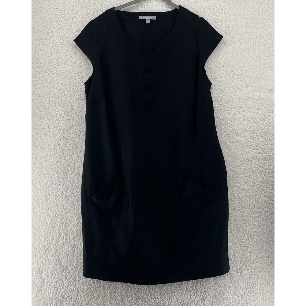 NY Collection Dress Women's Plus 1X Black Shift T-Shirt Linen Blend Minimalist